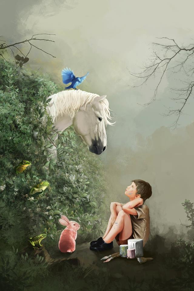 Jardín encantado con luces